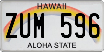 HI license plate ZUM596