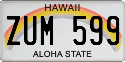 HI license plate ZUM599