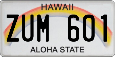 HI license plate ZUM601