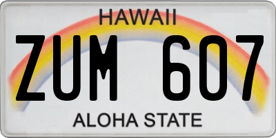 HI license plate ZUM607