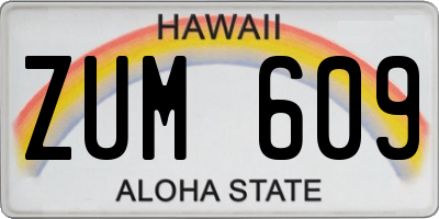 HI license plate ZUM609