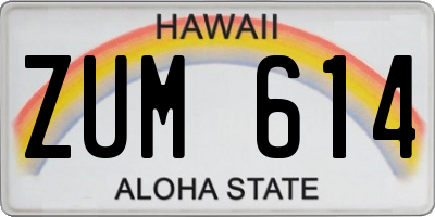 HI license plate ZUM614