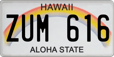 HI license plate ZUM616