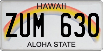 HI license plate ZUM630