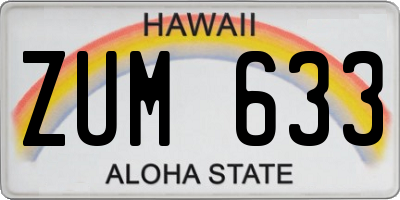 HI license plate ZUM633