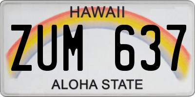 HI license plate ZUM637