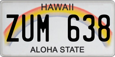 HI license plate ZUM638
