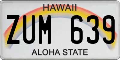 HI license plate ZUM639