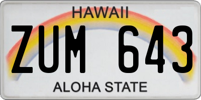 HI license plate ZUM643
