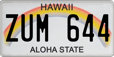 HI license plate ZUM644
