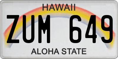 HI license plate ZUM649
