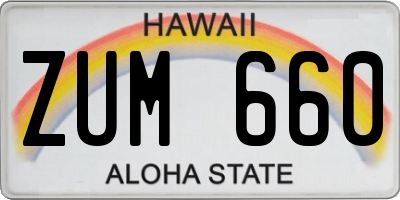 HI license plate ZUM660