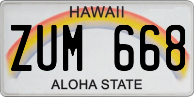 HI license plate ZUM668