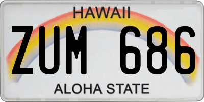 HI license plate ZUM686