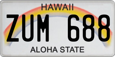 HI license plate ZUM688