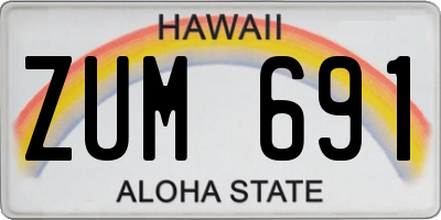 HI license plate ZUM691