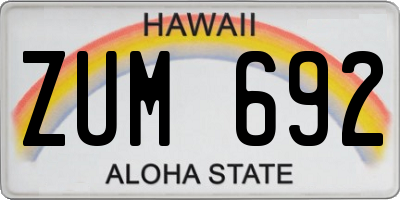 HI license plate ZUM692
