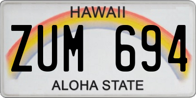 HI license plate ZUM694