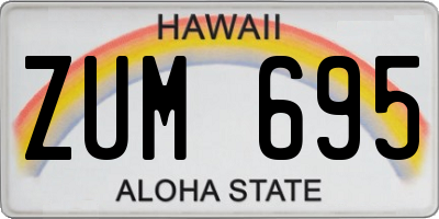 HI license plate ZUM695