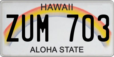 HI license plate ZUM703