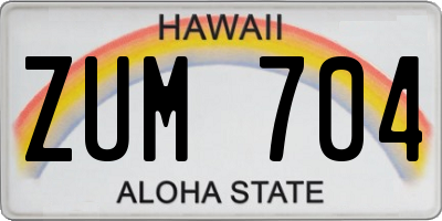 HI license plate ZUM704