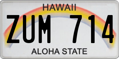 HI license plate ZUM714