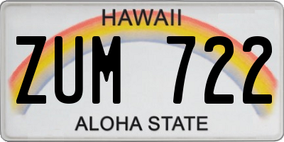 HI license plate ZUM722