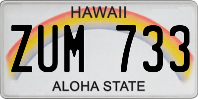 HI license plate ZUM733