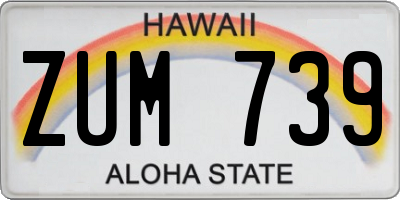 HI license plate ZUM739