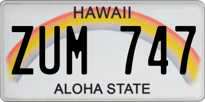 HI license plate ZUM747