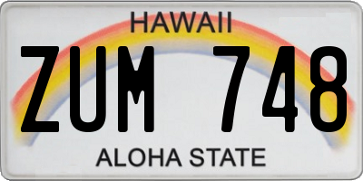 HI license plate ZUM748
