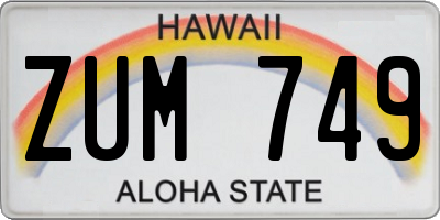 HI license plate ZUM749