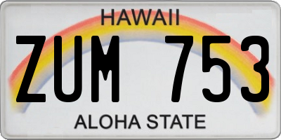 HI license plate ZUM753
