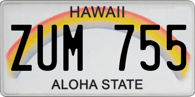 HI license plate ZUM755