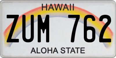 HI license plate ZUM762