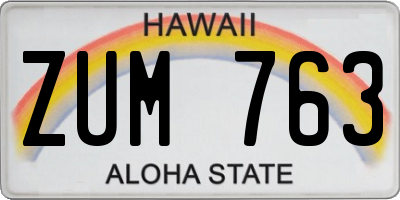 HI license plate ZUM763