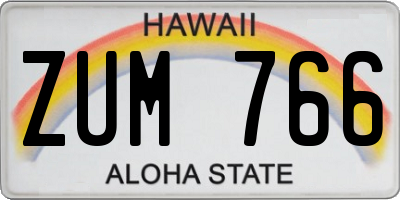 HI license plate ZUM766