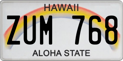 HI license plate ZUM768