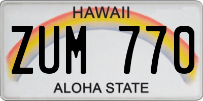 HI license plate ZUM770