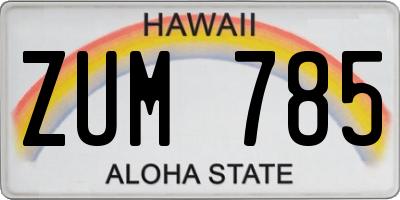 HI license plate ZUM785