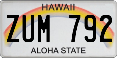 HI license plate ZUM792