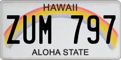 HI license plate ZUM797