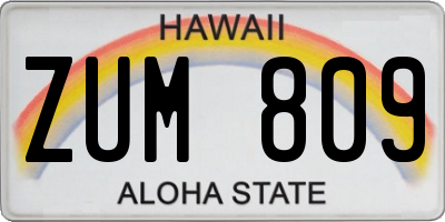 HI license plate ZUM809