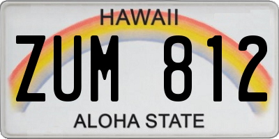 HI license plate ZUM812