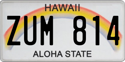 HI license plate ZUM814