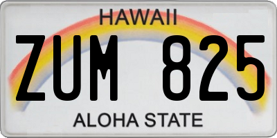 HI license plate ZUM825