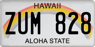 HI license plate ZUM828