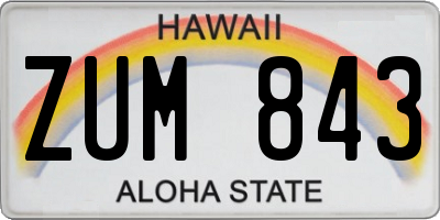 HI license plate ZUM843