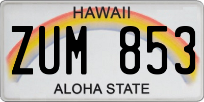 HI license plate ZUM853