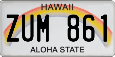 HI license plate ZUM861